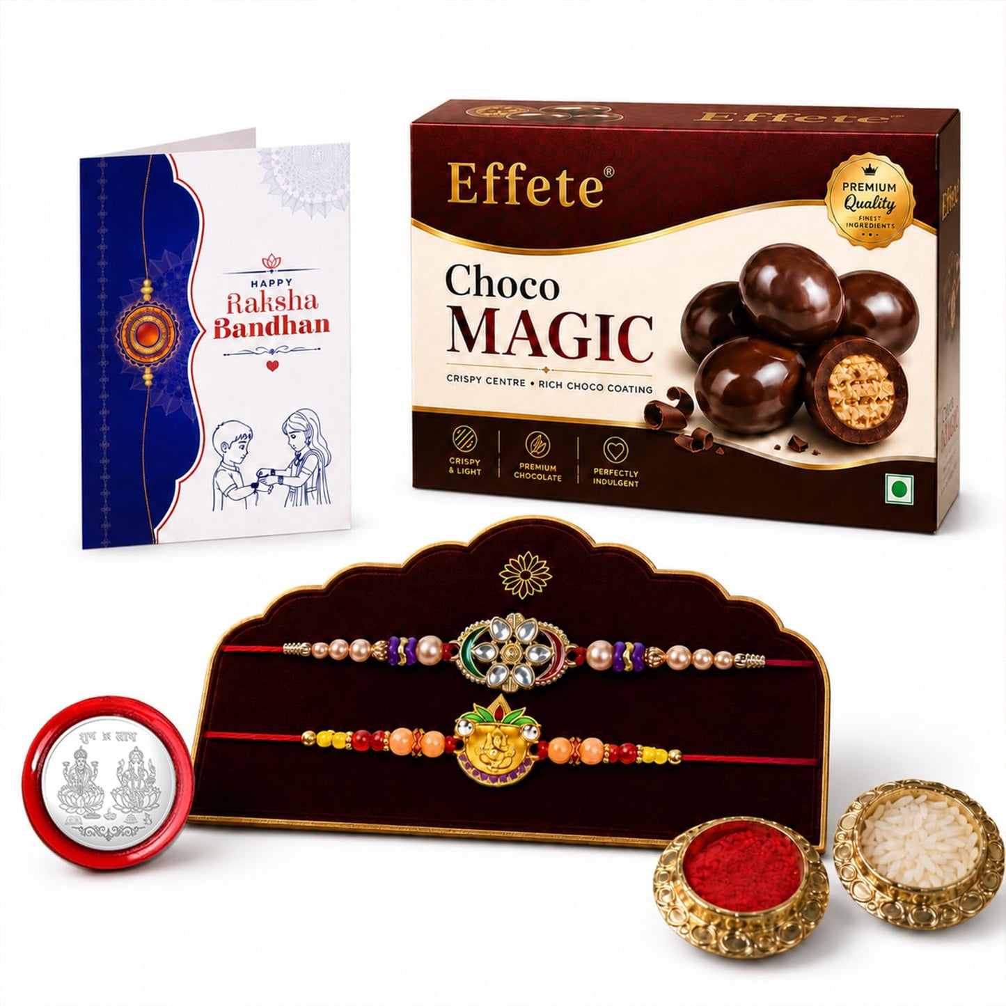 Ganesha Rakhi for Brother with Chocolate 96gm - Rakshabandhan Gift Set, Pack of 6
