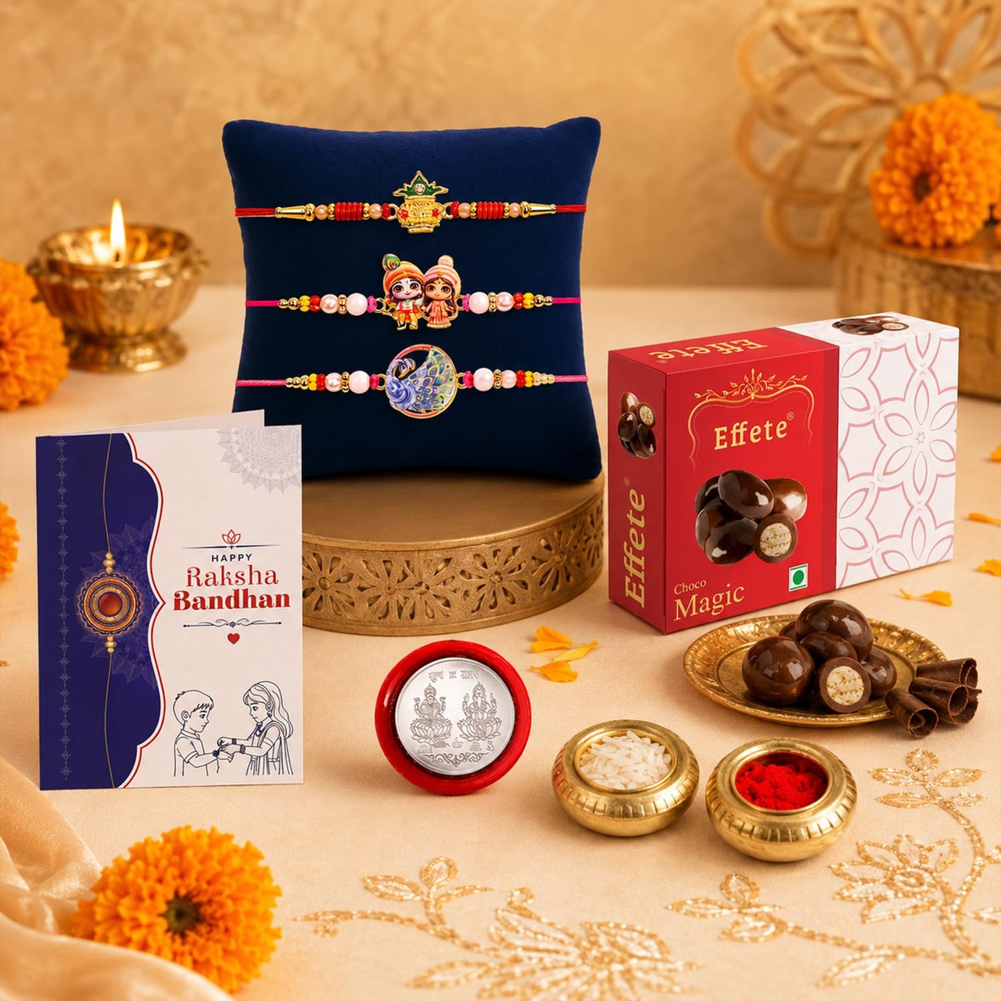 Festival Joy for Brother Rakhi for Brother with Chocolate Magic 32gm, Pack of 7