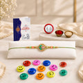 Round Floral Kundan Multicolor Rakhi for Brother & Bhaiya | Pack of 5