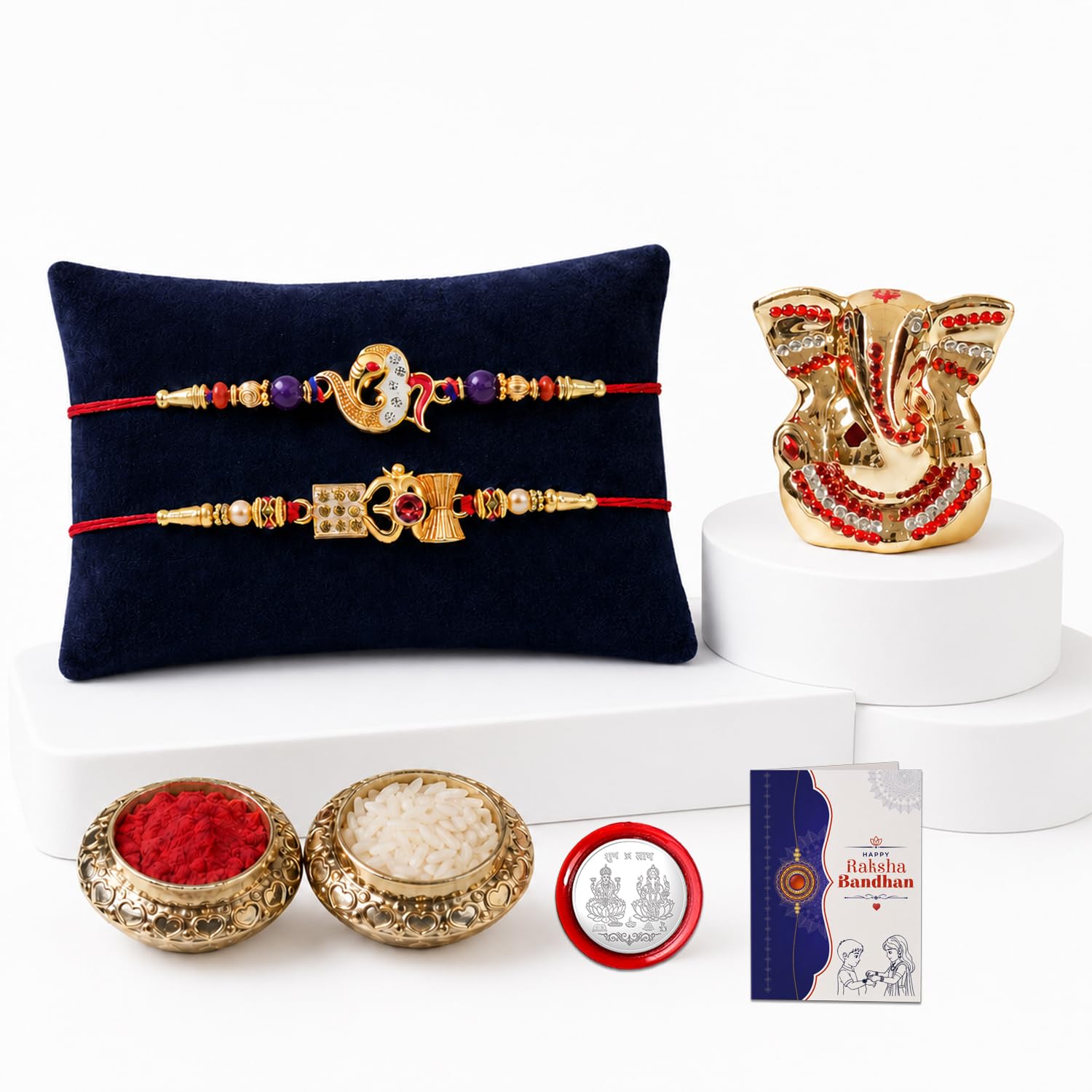 OM Damru Multicolor Rakhi for Brother & Bhaiya with Ganesh Idol | Pack of 6