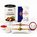 Designer Rakhi for Brother with Choco Almonds 96gm, Roli Tikka & Card | Pack of 6