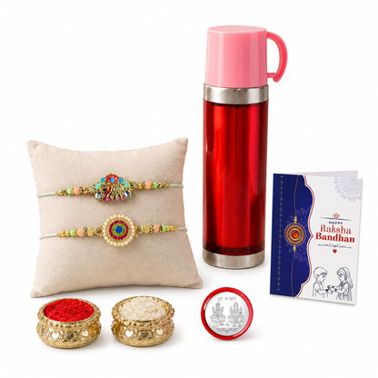 Designer Elegant Multicolor Kundan & Round Floral Rakhi Combo | Pack of 6