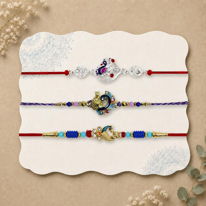 Designer Delightful Multicolor Rakhi for Brother with Roli Tikka, Pack of 6