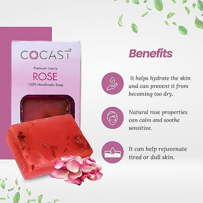 COCAST Premium Luxury Rose Petals Herbal Bathing Soap (100gm)