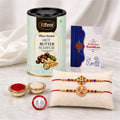 Designer Rakhi for Brother with Butter Scotch 96gm, Roli Tikka & Card, Pack of 6
