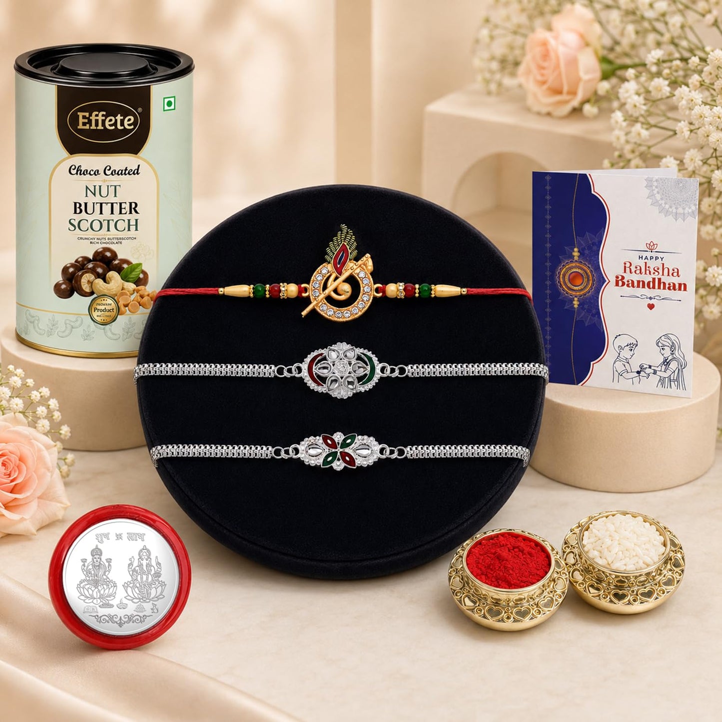 Feather Rakhi for Brother with Chocolate 96gm - Rakshabandhan Gift Set, Pack of 7