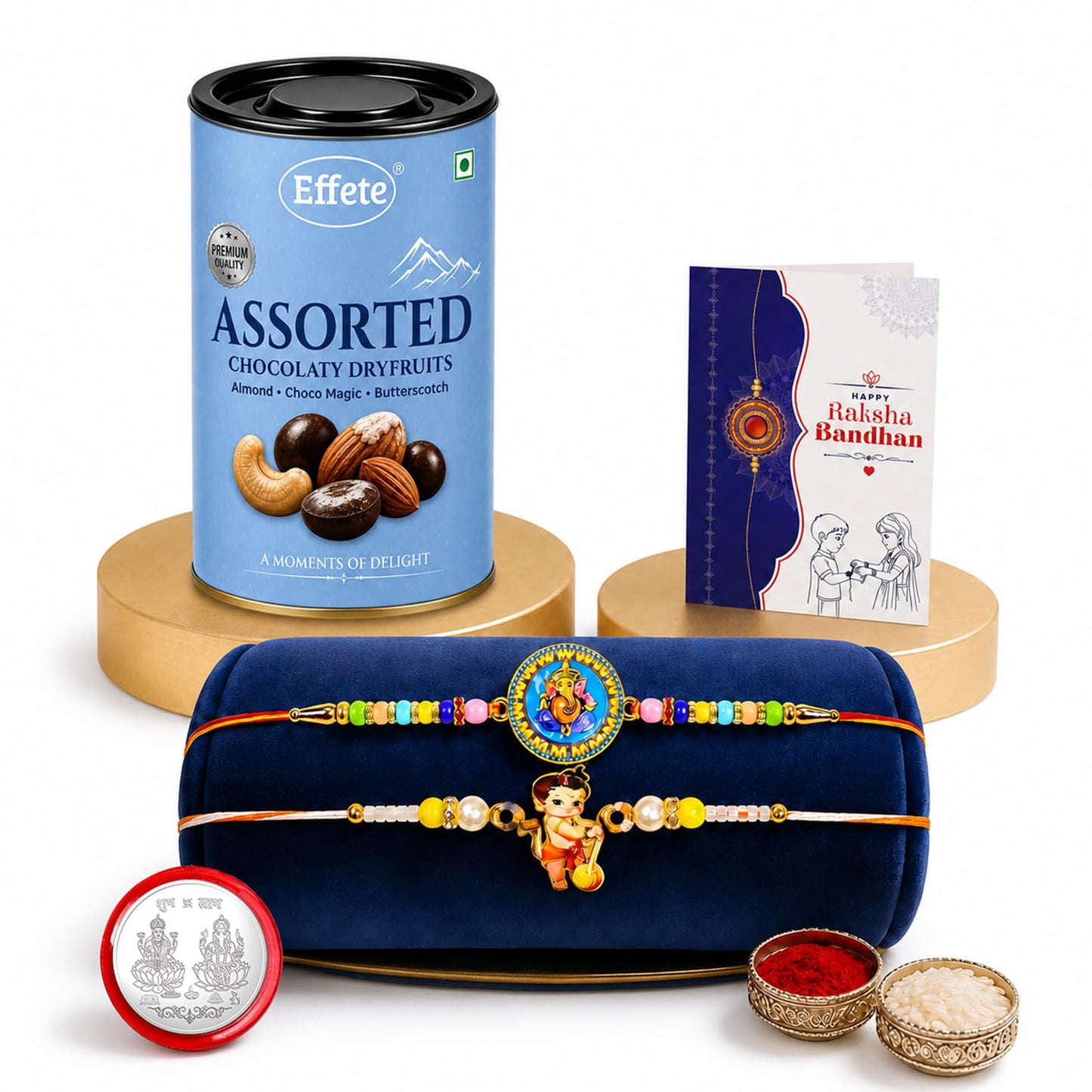 Ganesh, Bal Hanuman Rakhi Combo - Raksha Bandhan Gift with Assorted Choco 96gm, Pack of 6