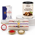 Ganesh Charm Rakhi for Brother with Choco Almonds 96gm, Coin & Card, Pack of 7