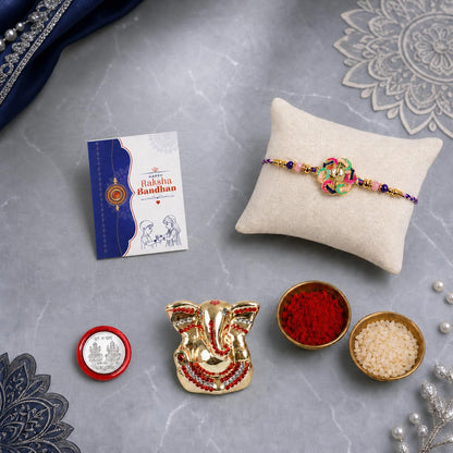 Rakhi for Brother – Raksha Bandhan Gift Combo with Trishul Design Rakhi, Ganesh