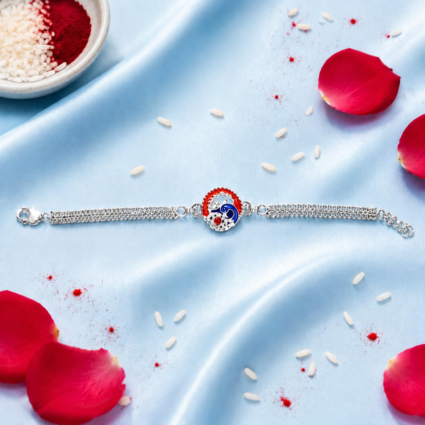 Rakhi for Brother with Decorated Pooja Thali - Raksha Bandhan Gift Set, Pack of 7