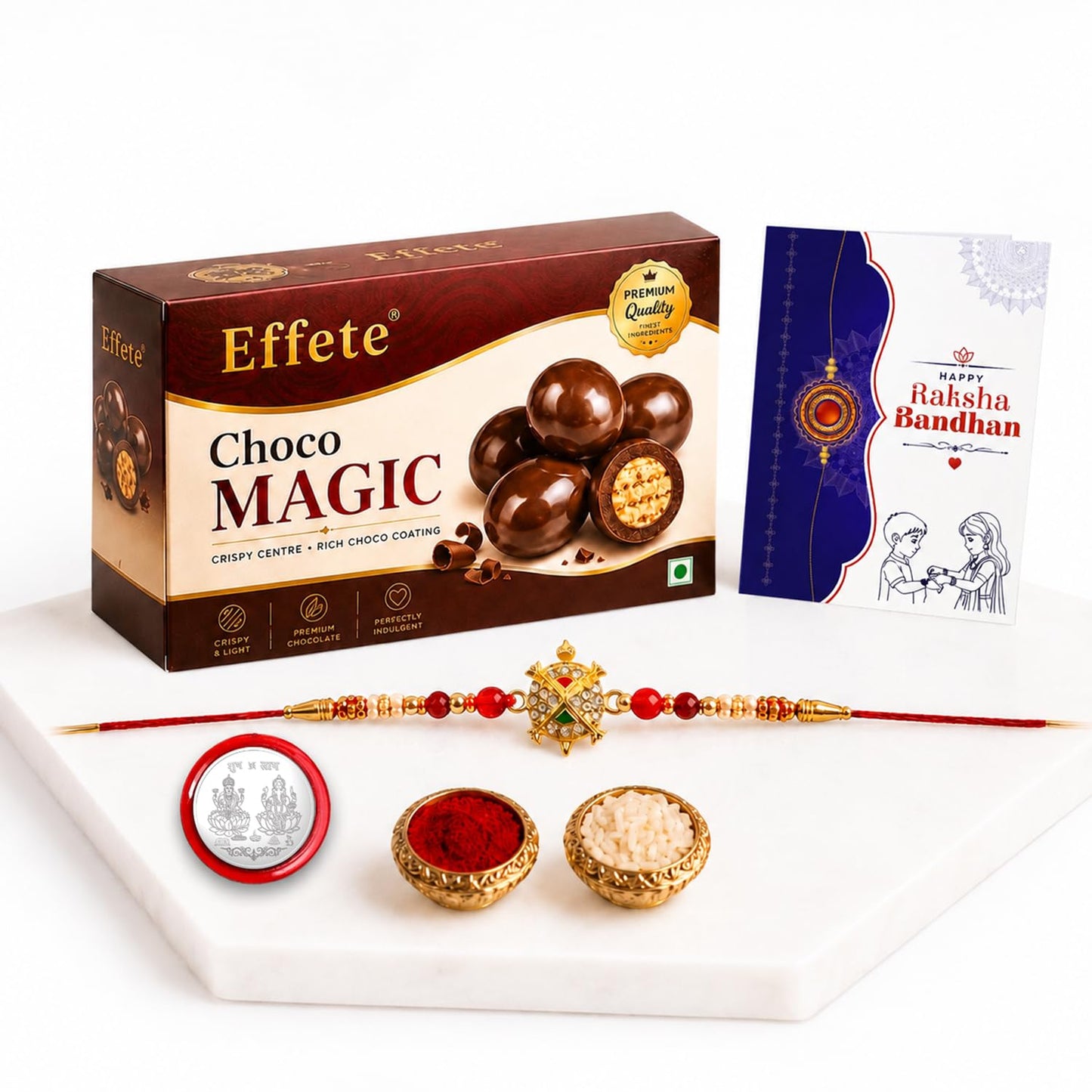 Turtle Rakhi for Brother with Chocolate Magic 32gm, Roli Chawal & Card, Pack of 5