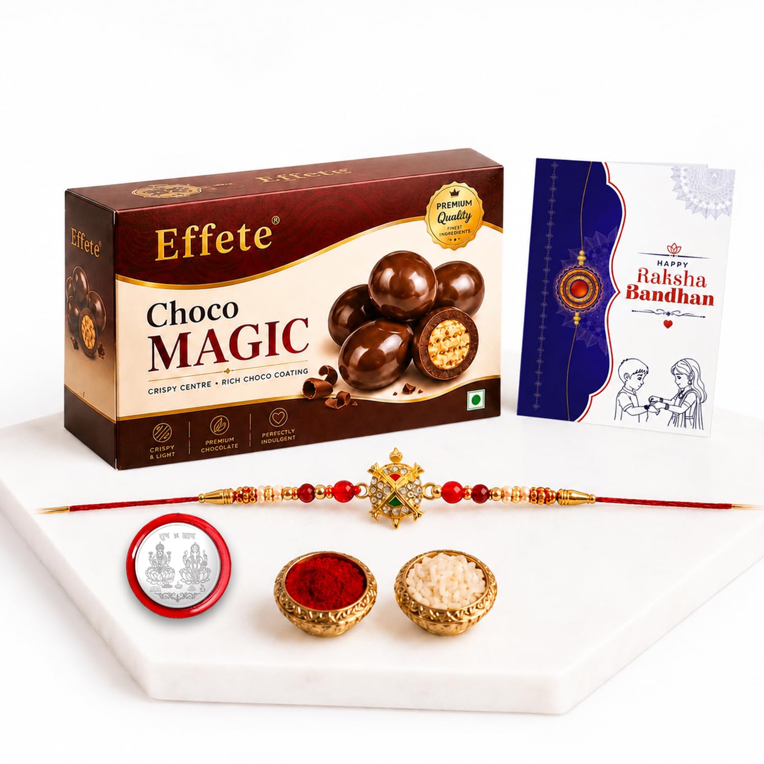 Turtle Rakhi for Brother with Chocolate Magic 32gm, Roli Chawal & Card, Pack of 5