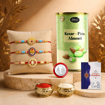 Rakhi for Brother with Kesar-Pista 96gm - Raksha Bandhan Gift Set, Pack of 7
