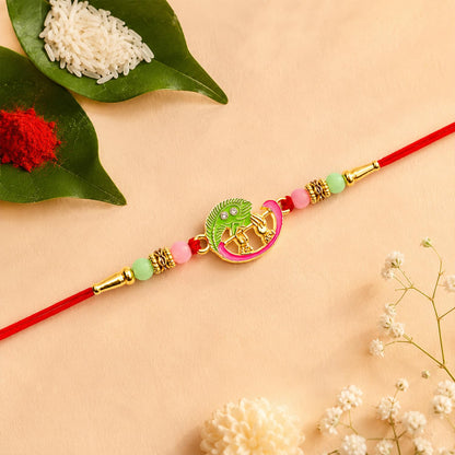 Designer Rakhi for Brother with Kesar-Pista Almond 96gm, Coin & Card | Pack of 3