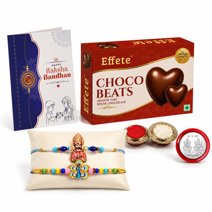 Khatu Shyam, Peacock Rakhi Combo - Raksha Bandhan Gift with Choco Beats 32gm, Pack of 6