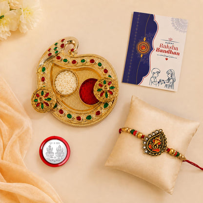 Ganesha Multicolor Rakhi for Brother & Bhaiya with Art Design Pooja | Pack of 5