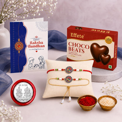 Rakhi for Brother with Chocolate Beats 32gm - Rakshabandhan Gift Set, Pack of 5
