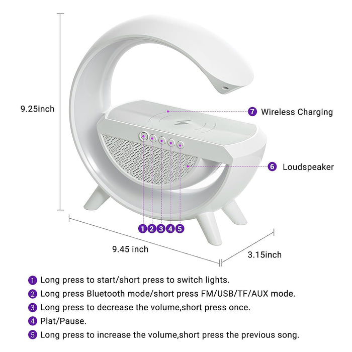 3-in-1 Multi-Function LED Night Lamp with Bluetooth Speaker, Wireless Charging, for Bedroom for Music, Party and Mood Lighting - Perfect Gift for All Occasions blootuth speaker (Media Player)