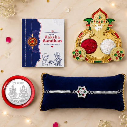 Floral Multicolor Rakhi for Brother & Bhaiya with Shri Ganesh Pooja | Pack of 5