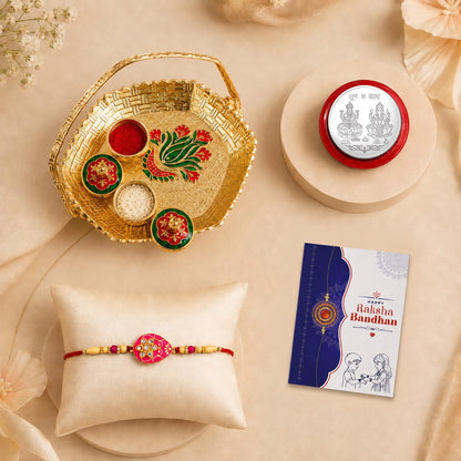 OM Multicolor Rakhi for Brother & Bhaiya with Basket-Topli Pooja | Pack of 5