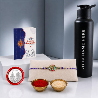 Ganesha Multicolor Rakhi for Brother with Customized Sports Water | Pack of 5