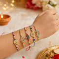 Handcrafted Classic Rakhi for Brother with Roli Tikka & Greeting Card, Pack of 8