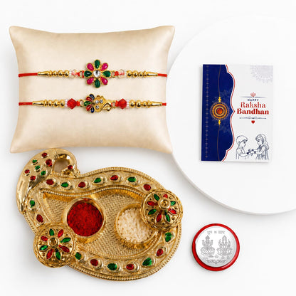 Flower, Peacock Multicolor Rakhi for Brother & Bhaiya with Art Design | Pack of 6
