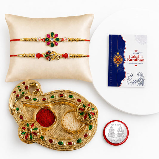 Flower, Peacock Multicolor Rakhi for Brother & Bhaiya with Art Design | Pack of 6