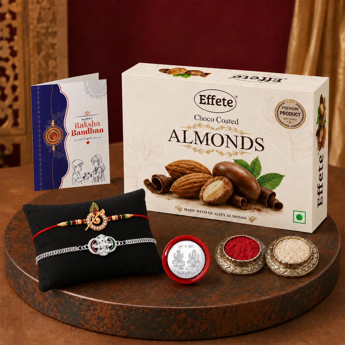 Feather Rakhi for Brother with Chocolate 32gm - Rakshabandhan Gift Set, Pack of 6
