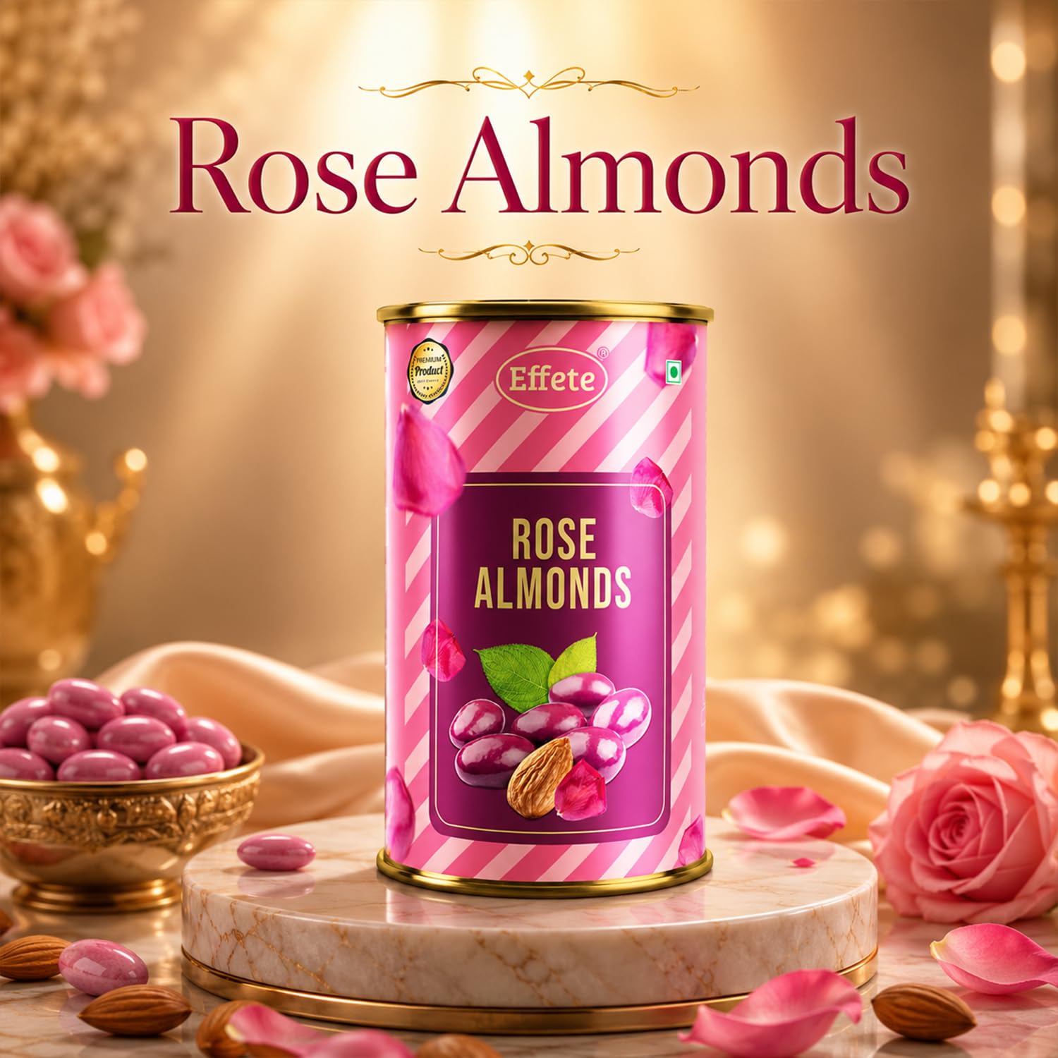 OM, Krishna Bansi Rakhi Combo - Raksha Bandhan Gift with Rose Almond 96gm, Pack of 6