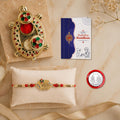 Rakhi Gift Hamper – Multicolor Veera Bracelet & Turtle Pooja Thali