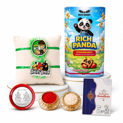 Kids Flying Bird with Rakhi for Brother with Strawberry Biscuit 60gm, Pack of 6