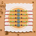 Designer Elegant Rakhi for Brother with Roli Tikka & Card, Pack of 5 | Ethnic