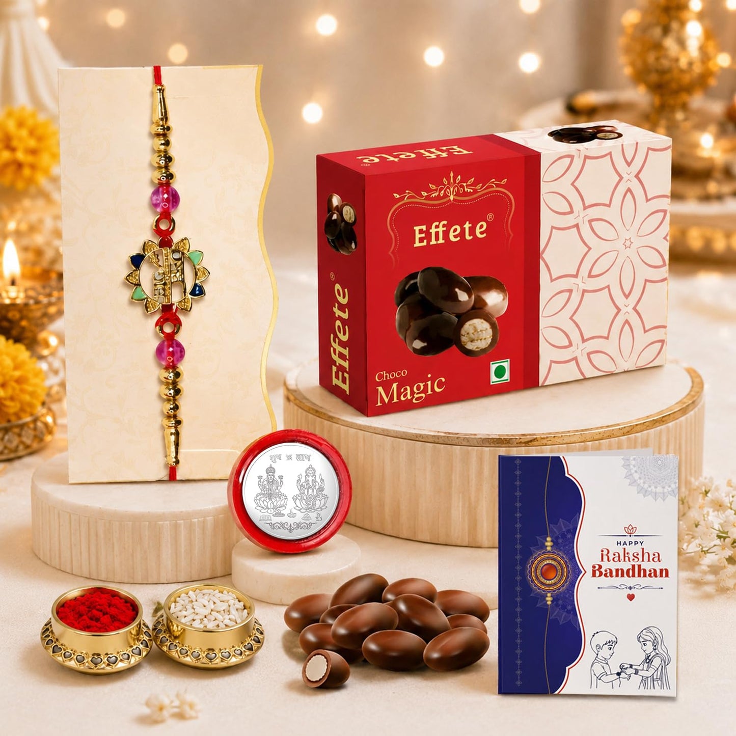 Big Bro Rakhi for Brother with Choco Magic 32gm, Roli Chawal & Card, Pack of 5