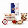Rakhi for Brother – Raksha Bandhan Gift Combo with Om Design Rakhi, Ganesh Idol