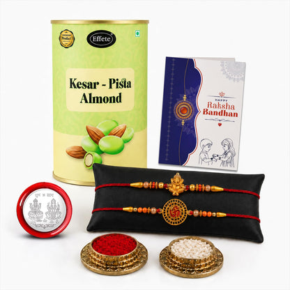 Ganesha Rakhi for Brother with Kesar-Pista Almond 96gm, Coin & Card, Pack of 6