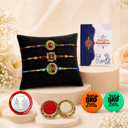 Om, Ganesha, Shree Symbol Multicolor Rakhi for Brother & Bhaiya | Pack of 7