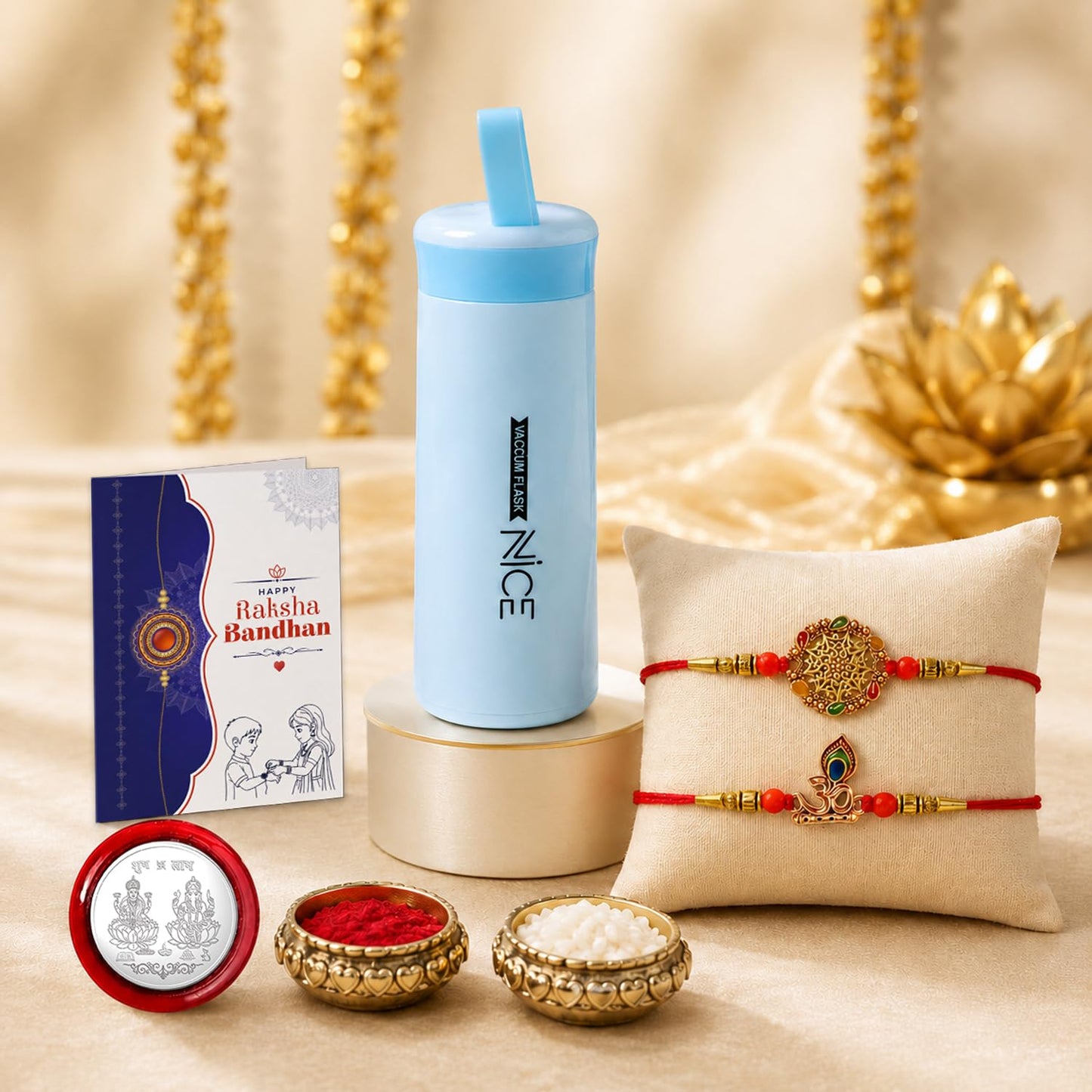 Designer Elegant Multicolor Round & OM Rakhi Combo for Brother Bhaiya | Pack of 6