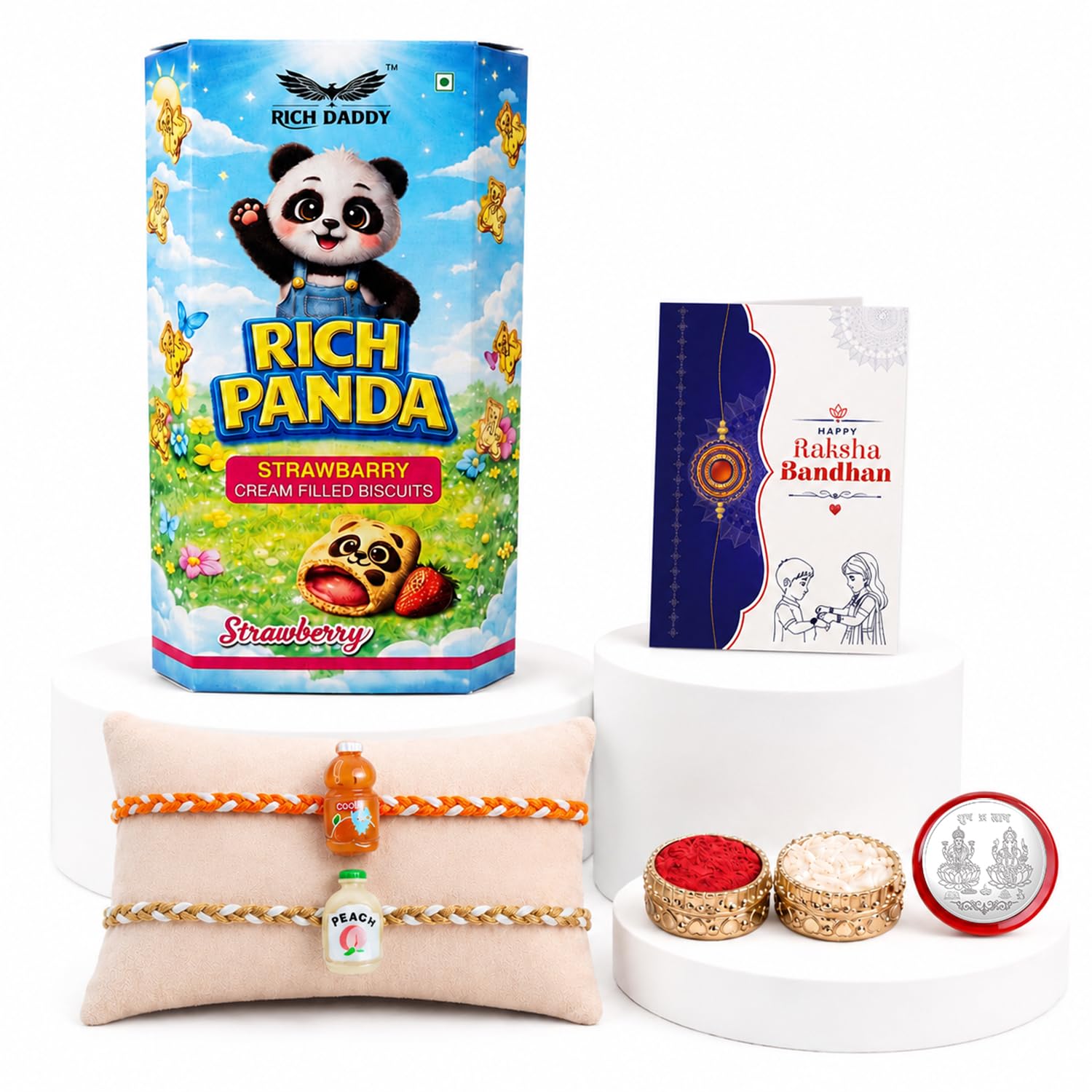 Kids Rakhi for Brother with Strawberry Cream Biscuit 60gm, Pack of 6 | Classic
