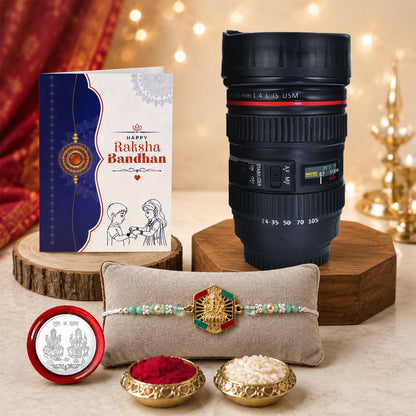Ganesha Multicolor Rakhi for Brother & Bhaiya with Camera Lens Shape | Pack of 5