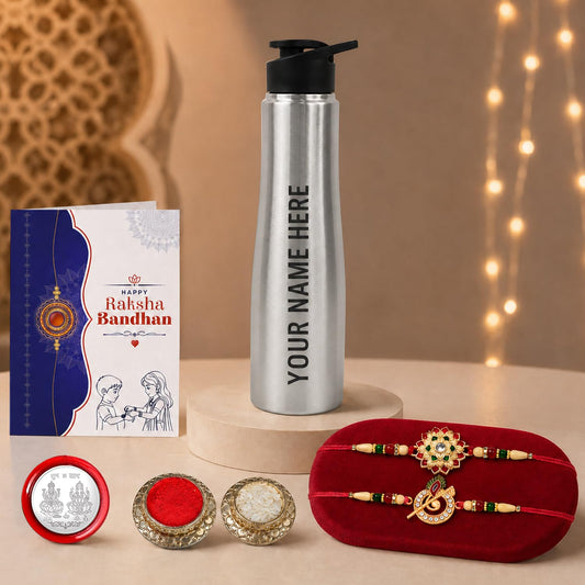 Flower Rakhi for Brother with Water Bottle - Rakshabandhan Gift Set, Pack of 6