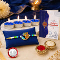 Peacock Rakhi for Brother with Candles 4pcs, Roli Tikka & Card, Pack of 5