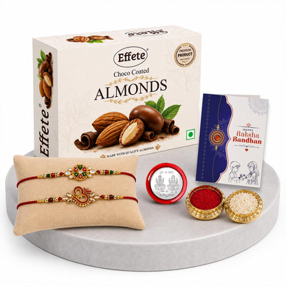 Rakhi for Brother with Chocolate Almonds 32gm - Rakshabandhan Gift Set, Pack of 6