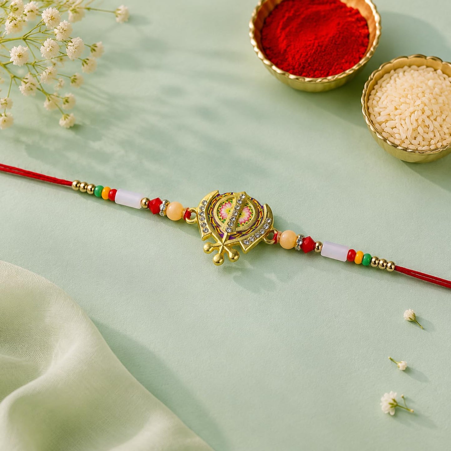 Round Rakhi for Brother with Chocolate 96gm - Raksha Bandhan Gift Set, Pack of 7