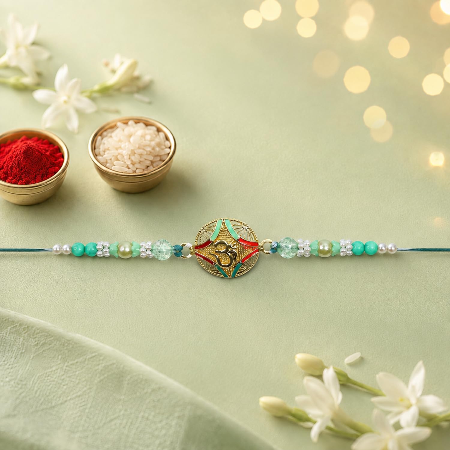 Peacock Rakhi for Brother with Pooja Thali - Raksha Bandhan Gift Set, Pack of 7