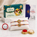 Designer Rakhi for Brother with Butter Scotch 32gm, Roli Tikka & Card, Pack of 6