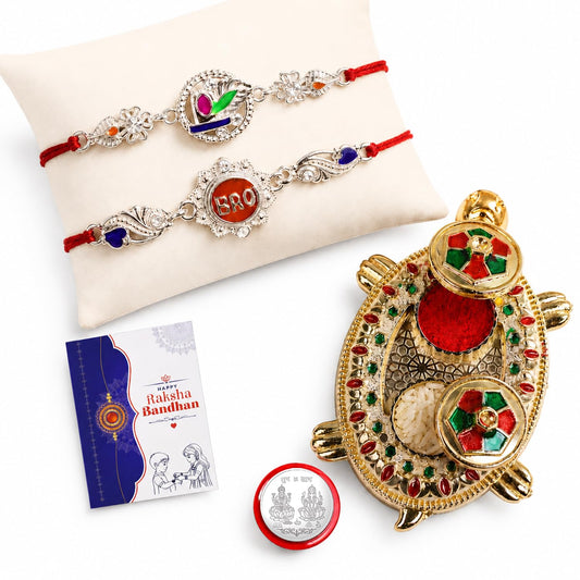 Floral, Bro Multicolor Rakhi for Brother & Bhaiya with Turtle shape | Pack of 6