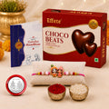 Krishna Radha Rakhi for Brother with Chocolate Beats 32gm, Coin & Card, Pack of 5