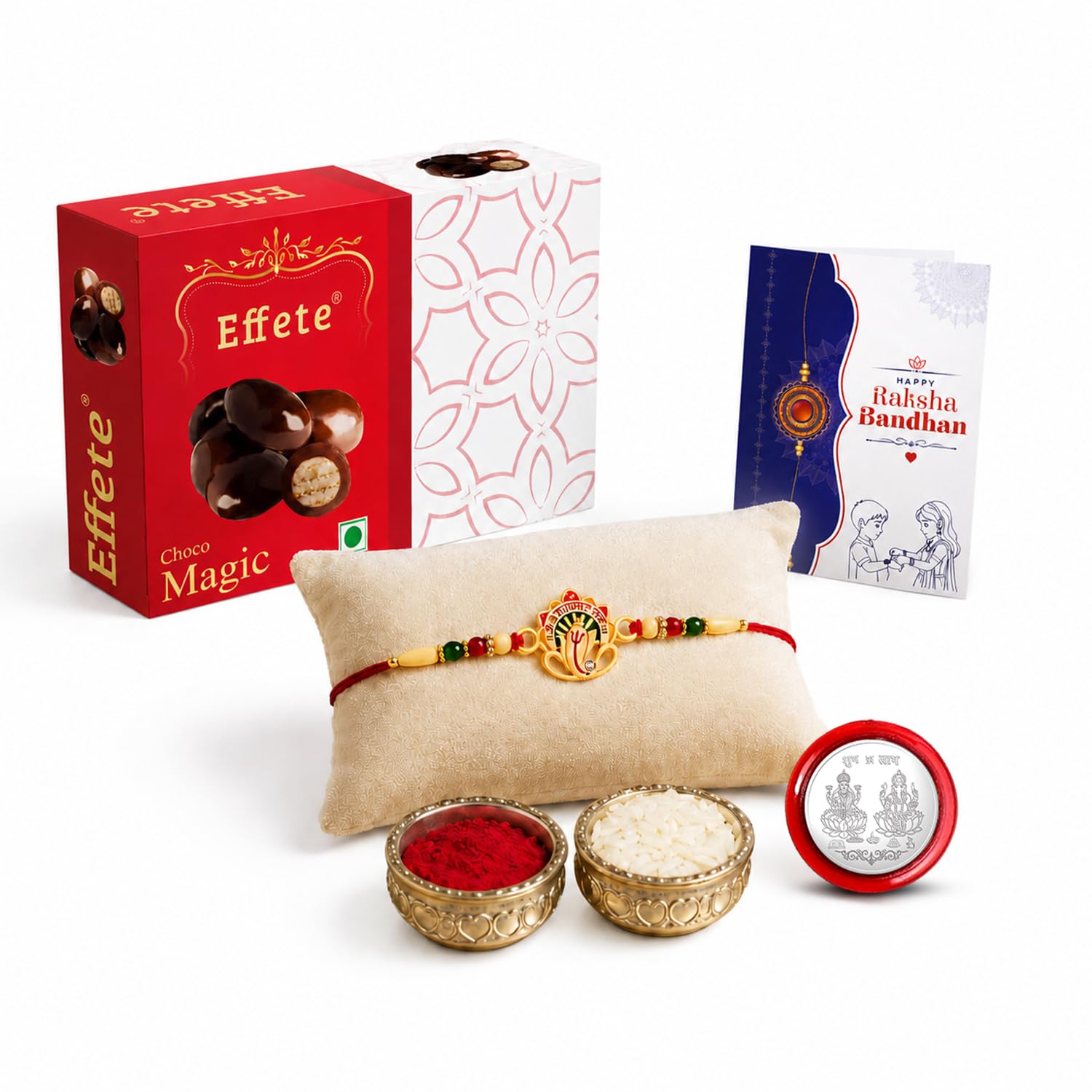 Ganesha Multicolor Rakhi – Chocolate Magic Raksha Bandhan Gift Combo (Pack of 5)