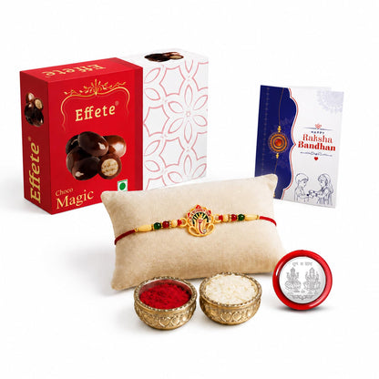 Ganesha Multicolor Rakhi – Chocolate Magic Raksha Bandhan Gift Combo (Pack of 5)
